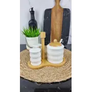 PJ03753 Набір для спецій на дерев. підставці сіль, перець, цукорниця ᐉ PJ03753 - - класна ціна в ProPosud