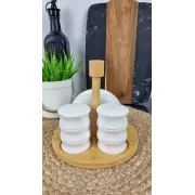 PJ03754 Набір для спецій на дерев. підставці сіль, перець, серветниця ᐉ PJ03754 - - класна ціна в ProPosud