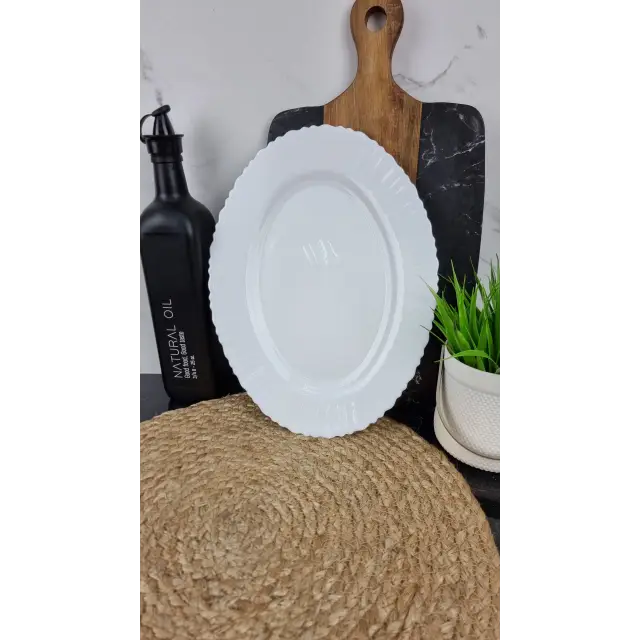 WHITE Тарелка овальная №12 стеклокерамика Волнистый край O441012CE ᐉ WHITE O441012CE - - класная цена в ProPosud