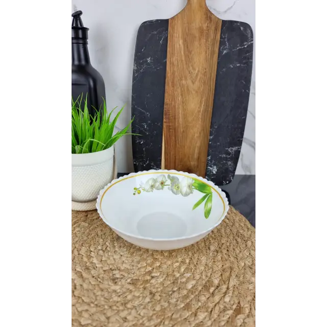 Белая орхидея Салатник №7 d-17,5см стеклокерамика Волнистый край BB 408 ᐉ BB 408 - - класная цена в ProPosud