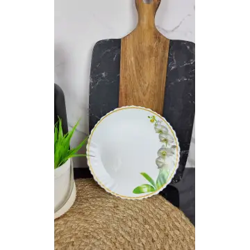 Белая орхидея Тарелка мелкая №7,5 d-19см стеклокерамика Волнистый край BB 408 ᐉ BB 408 - - класная цена в ProPosud