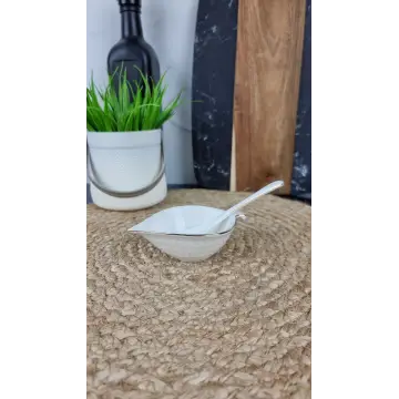 MB0182-A Икорница 4,5" с ложкою фарфор. белая