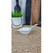 MB0182-A Икорница 4,5" с ложкою фарфор. белая