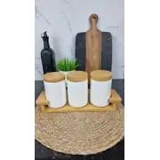 PJ02559-S1 Набор ёмкостей 3-пр. 500мл для сыпучих на подставке