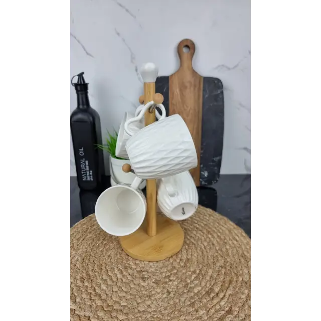 PJ03820 Набір кухлів 4*300мл на дерев. стійці