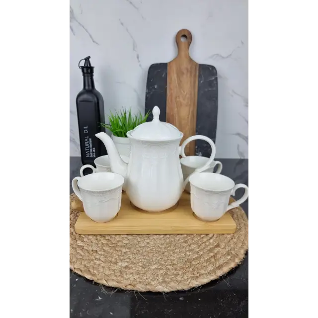 PJ03157 Набор 5-пр на дерев. подставке (заварник 900мл чашка 4*170мл)