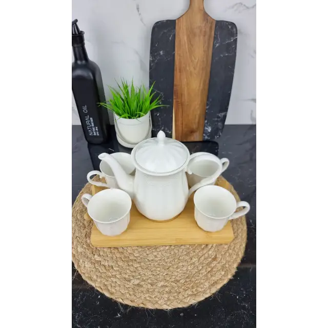 PJ03157 Набор 5-пр на дерев. подставке (заварник 900мл чашка 4*170мл)