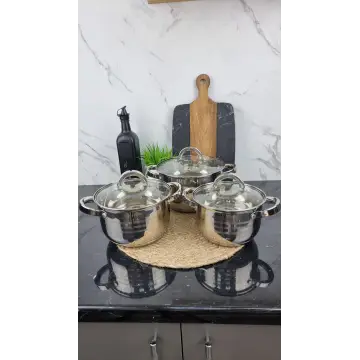 Набор кастрюль 6-пр. (2,1л 2,9л 3,9л) нерж.сталь BN-199