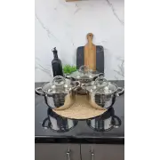 Набір каструль 6-пр. (2,1л 2,9л 3,9л) нерж.сталь BN-199