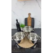 Набір каструль 6-пр. (2,1л 2,9л 3,9л) нерж.сталь BN-199