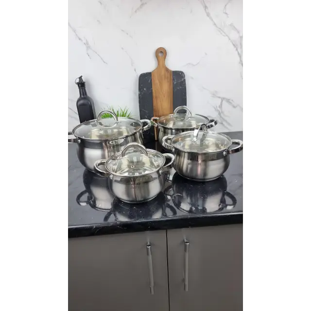 Набір каструль 8-пр. (2,1л 2,9л 3,9л 6,5) нерж.сталь BN-210