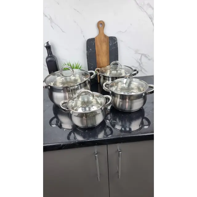 Набір каструль 8-пр. (2,1л 2,9л 3,9л 6,5) нерж.сталь BN-210