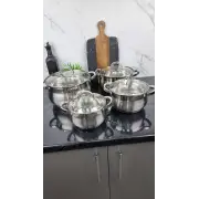 Набір каструль 8-пр. (2,1л 2,9л 3,9л 6,5) нерж.сталь BN-210