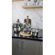 Набор посуды 12-пр. (2,1л 2,9л 3,9л 6,5л сковорода 24см ковш 2,1л) нерж.сталь BN-212