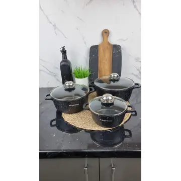 Набор кастрюль 6-пр. (1,5л 2,2л 3,2л) мрамор BN-298