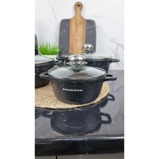 Набор кастрюль 6-пр. (1,5л 2,2л 3,2л) мрамор BN-298