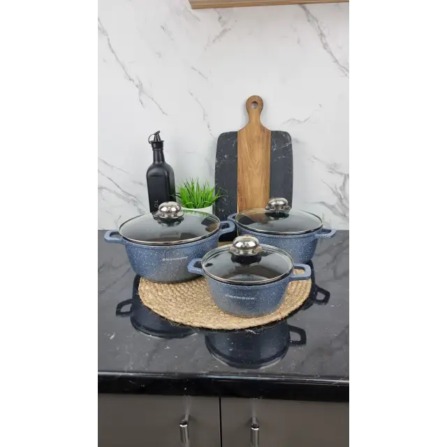 Набор кастрюль 6-пр. (1,5л 2,2л 3,2л) мрамор BN-299