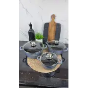 Набор кастрюль 6-пр. (1,5л 2,2л 3,2л) мрамор BN-299