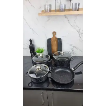 Набор посуды 7-пр. (2,1л 3,2л 4,2л) сковорода 24см мрамор BN-313 2