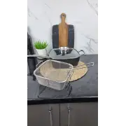 Сковорода-фритюрница глубокая 24см квадрат. антипр.покрытие стек.крышка мрамор BN-355