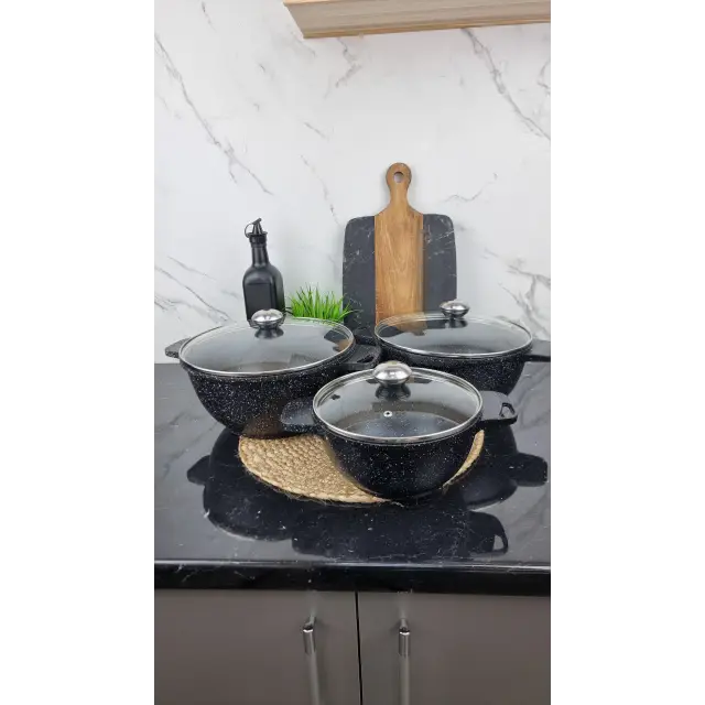 Набір каструль 6-пр. (2,4л 4,6л 5,6л) мармур BN-386