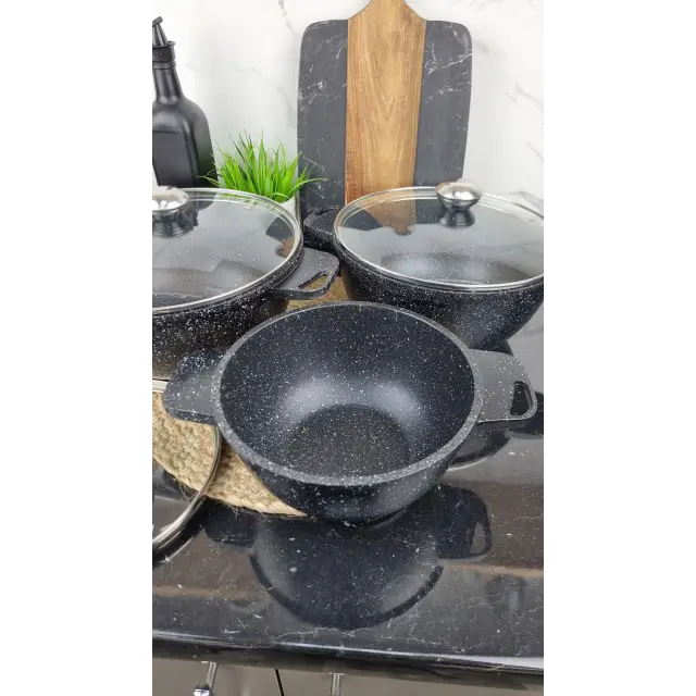 Набір каструль 6-пр. (2,4л 4,6л 5,6л) мармур BN-386