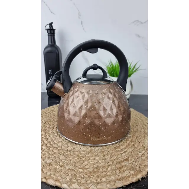 Чайник 3,0л со свистком нерж.сталь серый, черный, коричневый, бордо HR-770-3 ᐉ HR-770-3 - - класная цена в ProPosud