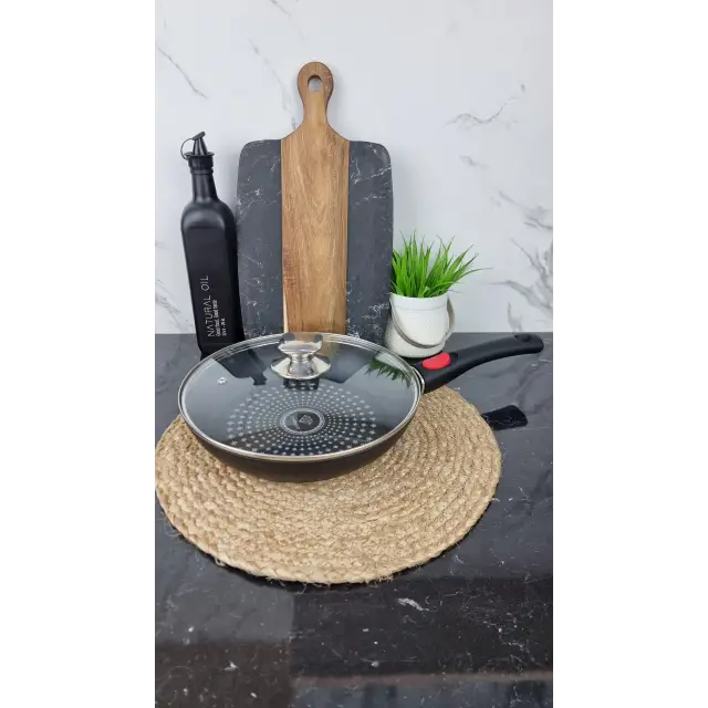 Сковорода 28см антипр.диамант покрытие стекл.крышка съемная ручка BN-434 ᐉ BN-434 - - класная цена в ProPosud