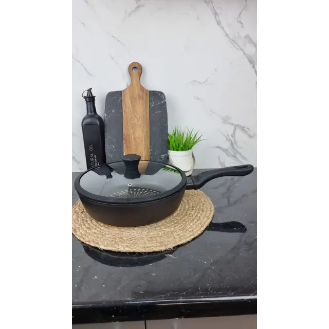 Сковорода глубокая 28*7,5см антипр.диамант покрытие стекл.крышка силик.ободок BN-450 ᐉ BN-450 - - класная цена в ProPosud