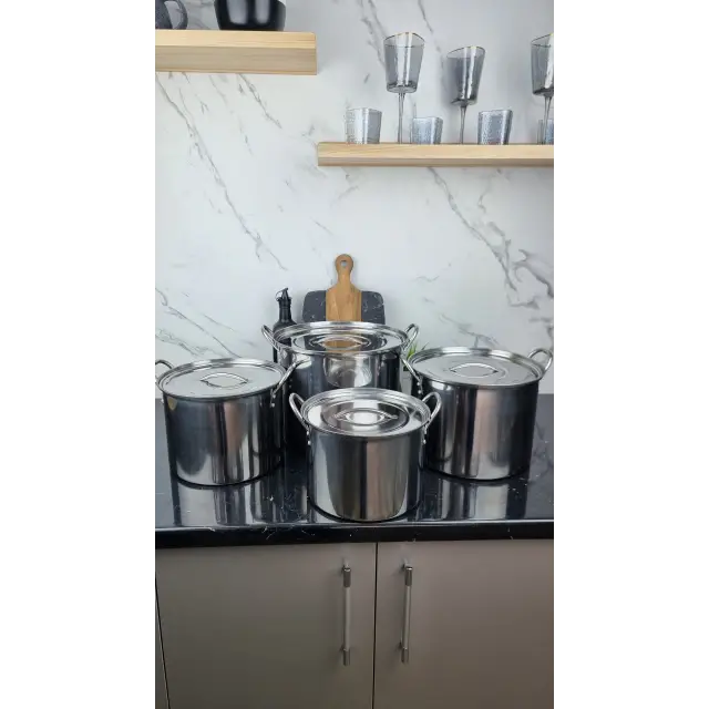 Набор кастрюль 8-пр. (7,5л 9,5л 13л 17л) нерж.сталь Stock Pot BN-289 ᐉ BN-289 - - класная цена в ProPosud