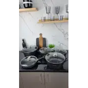 Набор посуды 10-пр. (2,2л, 4,2л 6,3л 7,8л) сковорода 26см мрамор BN-328 ᐉ BN-328 - - класная цена в ProPosud