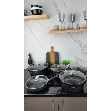 Набор посуды 10-пр. (2,2л, 4,2л 6,3л 7,8л) сковорода 26см мрамор BN-328 ᐉ BN-328 - - класная цена в ProPosud 2