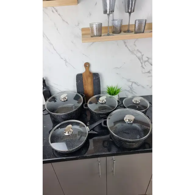 Набор посуды 10-пр. (2,2л, 4,2л 6,3л 7,8л) сковорода 26см мрамор BN-328 ᐉ BN-328 - - класная цена в ProPosud