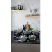 Набор посуды 10-пр. (2,2л 4,2л 6,3л 7,8л) сковорода 26см черный мрамор BN-329 ᐉ BN-329 - - класная цена в ProPosud