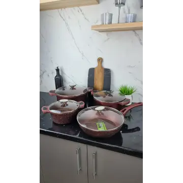 Набор посуды 8-пр. (2,5л 4,5л 6,5л) сковорода 28см красный BN-334 ᐉ BN-334 - - класная цена в ProPosud 2