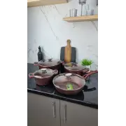 Набор посуды 8-пр. (2,5л 4,5л 6,5л) сковорода 28см красный BN-334 ᐉ BN-334 - - класная цена в ProPosud