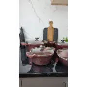 Набор посуды 8-пр. (2,5л 4,5л 6,5л) сковорода 28см красный BN-334 ᐉ BN-334 - - класная цена в ProPosud