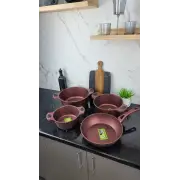 Набор посуды 8-пр. (2,5л 4,5л 6,5л) сковорода 28см красный BN-334 ᐉ BN-334 - - класная цена в ProPosud