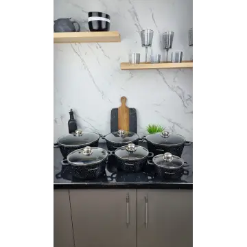 Набор кастрюль 12-пр. (1,2л 2,4л 3,2л 4,5л 5,3л 6,3л) мрамор BN-356 ᐉ BN-356 - - класная цена в ProPosud