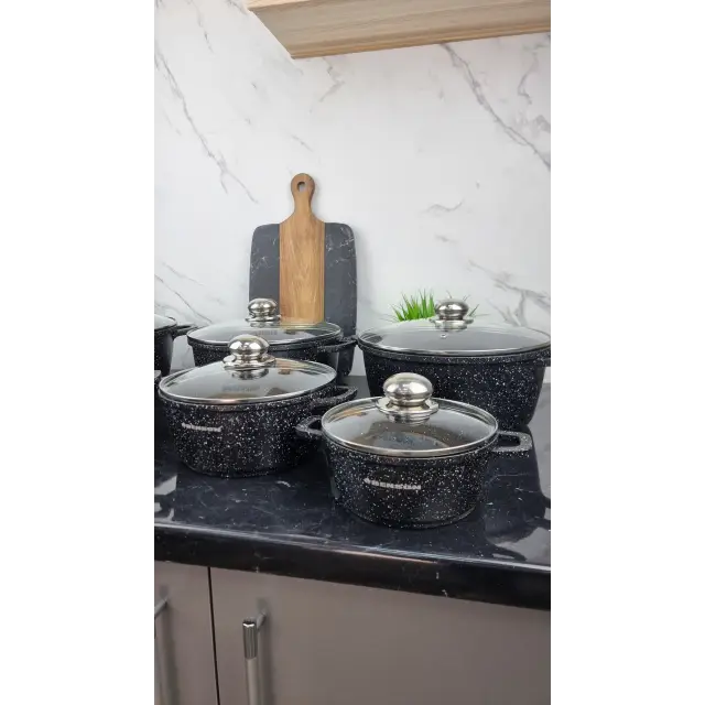 Набор кастрюль 12-пр. (1,2л 2,4л 3,2л 4,5л 5,3л 6,3л) мрамор BN-356 ᐉ BN-356 - - класная цена в ProPosud