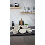 Набор посуды 9-пр. (1,4л 2,4л 4л 6,3л) сковорода 24см мрамор светлый Чешуя BN-357 ᐉ BN-357 - - класная цена в ProPosud