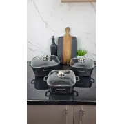 Набір каструль квадрат. 6-пр. (2,1л 3л 5,1л) мармур чорний з білим BN-373 ᐉ BN-373 - - класна ціна в ProPosud