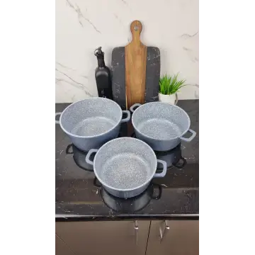 Набор кастрюль 6-пр. (2,2л 3,2л 4,2л) гранит серебро с белым BN-385 ᐉ BN-385 - - класная цена в ProPosud 2