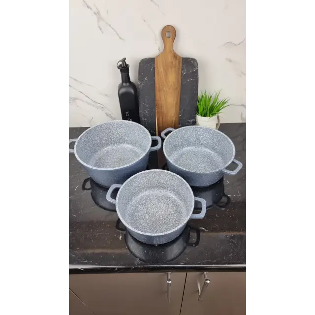 Набор кастрюль 6-пр. (2,2л 3,2л 4,2л) гранит серебро с белым BN-385 ᐉ BN-385 - - класная цена в ProPosud