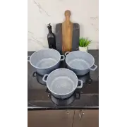 Набор кастрюль 6-пр. (2,2л 3,2л 4,2л) гранит серебро с белым BN-385 ᐉ BN-385 - - класная цена в ProPosud