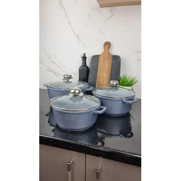 Набор кастрюль 6-пр. (2,2л 3,2л 4,2л) гранит серебро с белым BN-385 ᐉ BN-385 - - класная цена в ProPosud