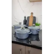 Набор кастрюль 6-пр. (2,2л 3,2л 4,2л) гранит серебро с белым BN-385 ᐉ BN-385 - - класная цена в ProPosud