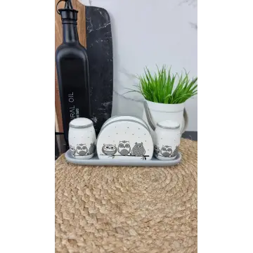 Совушки Набір для солі і перцю з сервет. на керам. підставці 6912-18 ᐉ 6912-18 - - класная цена в ProPosud
