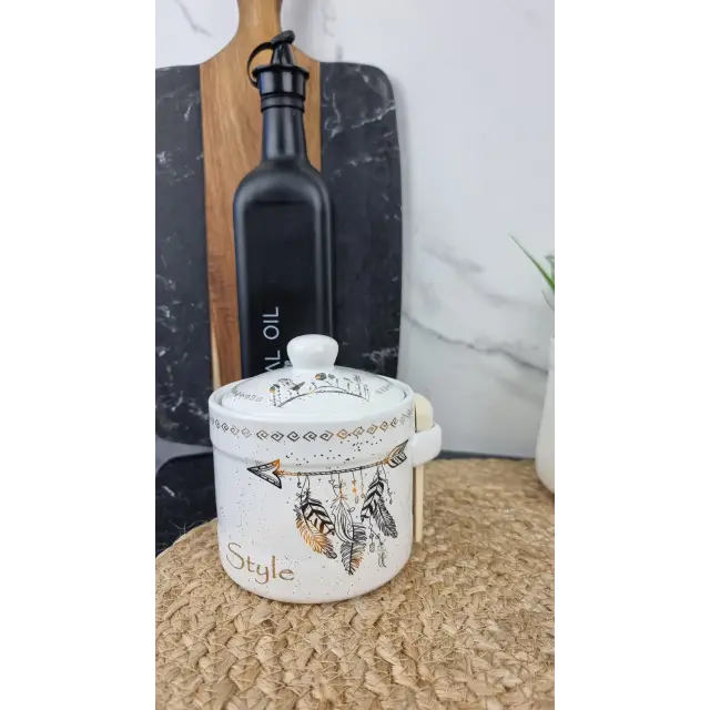Boho style Банка для меда 400мл с деревянной ложкой 2370-20 ᐉ 2370-20 - S&T - класная цена в ProPosud