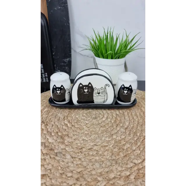 Мурчики Набор для соли и перца с салфетницей на керам. подставке 6912-19 ᐉ 6912-19 - - класная цена в ProPosud